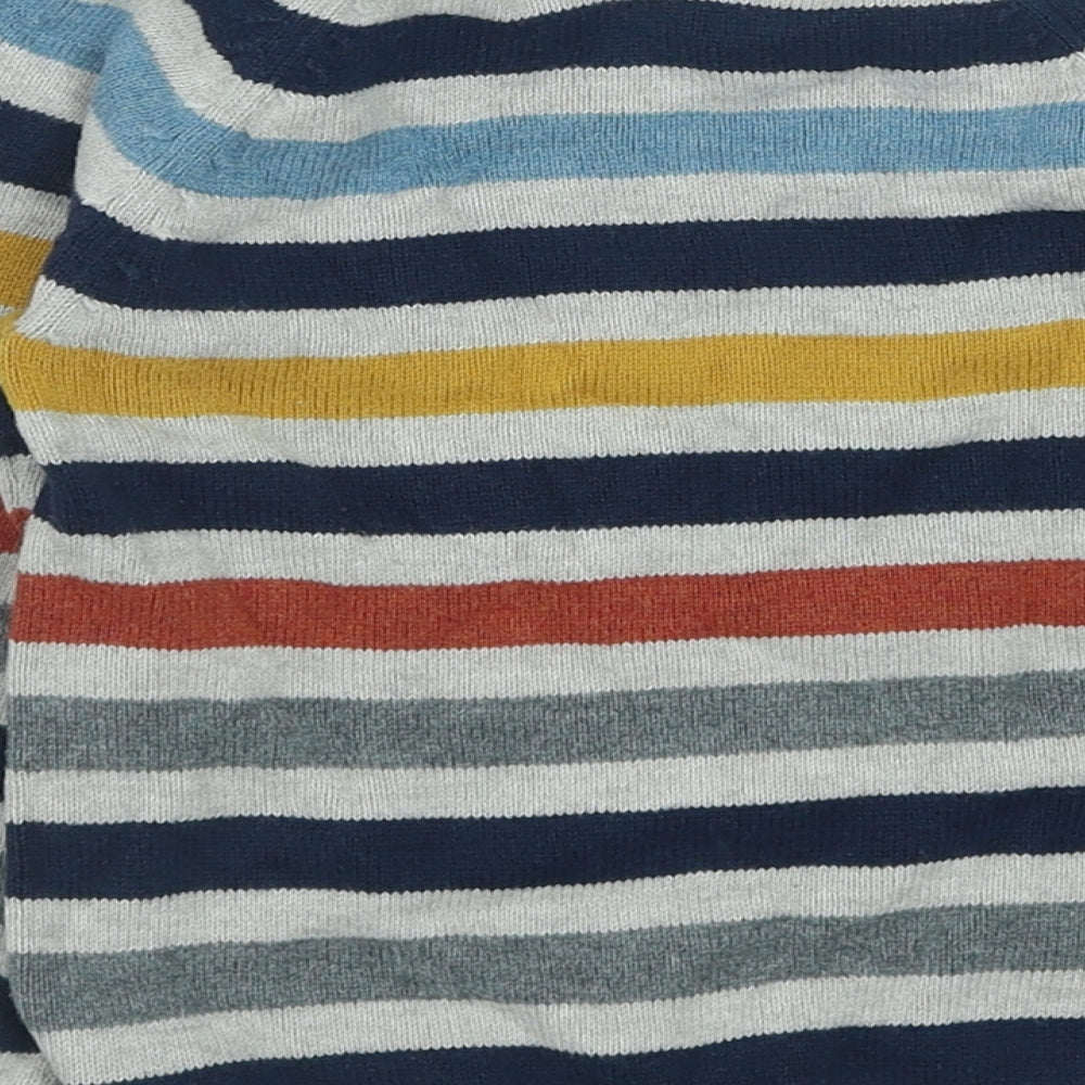 H&M Boys Multicoloured Striped Cotton Pullover Jumper Size 18-24 Months Button