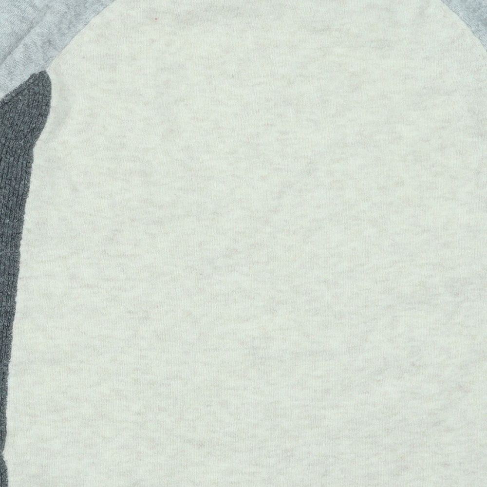 Marks and Spencer Womens Grey Round Neck Acrylic Pullover Jumper Size M - Colourblock