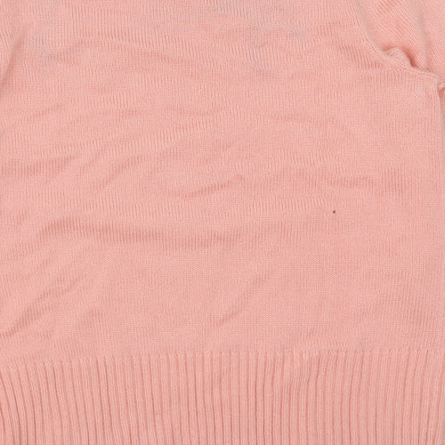 Damart Womens Pink Round Neck Floral Polyacrylate Fibre Pullover Jumper Size 10