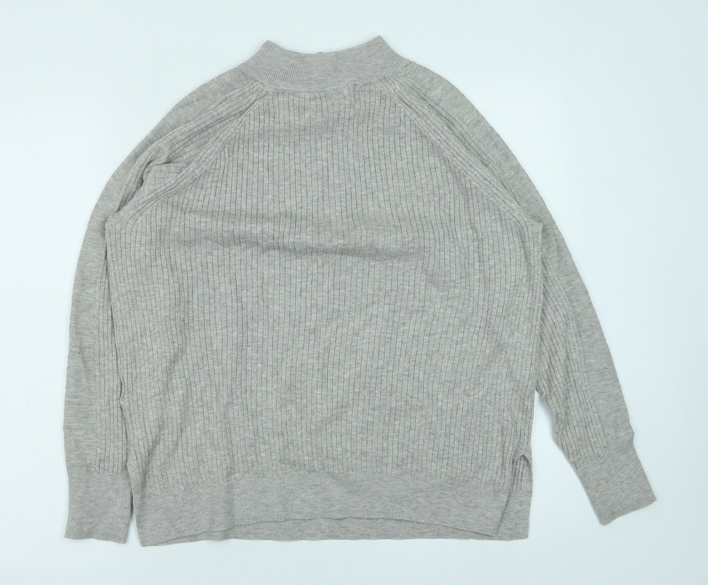 Marks and Spencer Mens Grey Mock Neck Viscose Pullover Jumper Size M