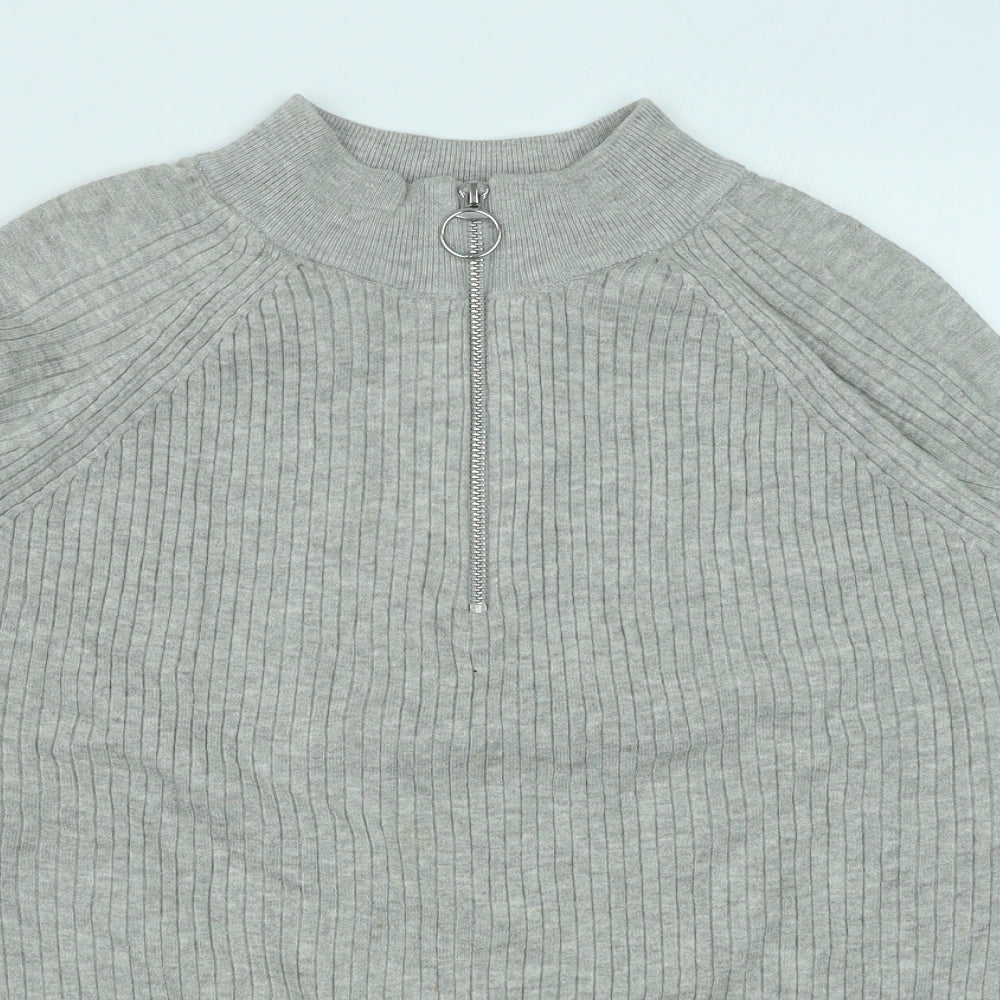 Marks and Spencer Mens Grey Mock Neck Viscose Pullover Jumper Size M