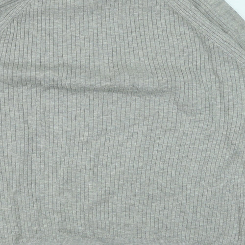 Marks and Spencer Mens Grey Mock Neck Viscose Pullover Jumper Size M