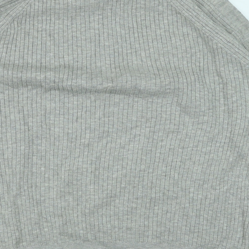 Marks and Spencer Mens Grey Mock Neck Viscose Pullover Jumper Size M