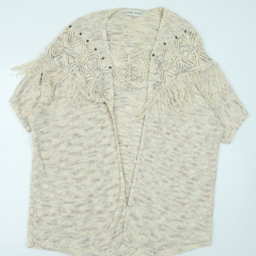 Knox Rose Womens Beige V-Neck Cotton Cardigan Jumper Size M