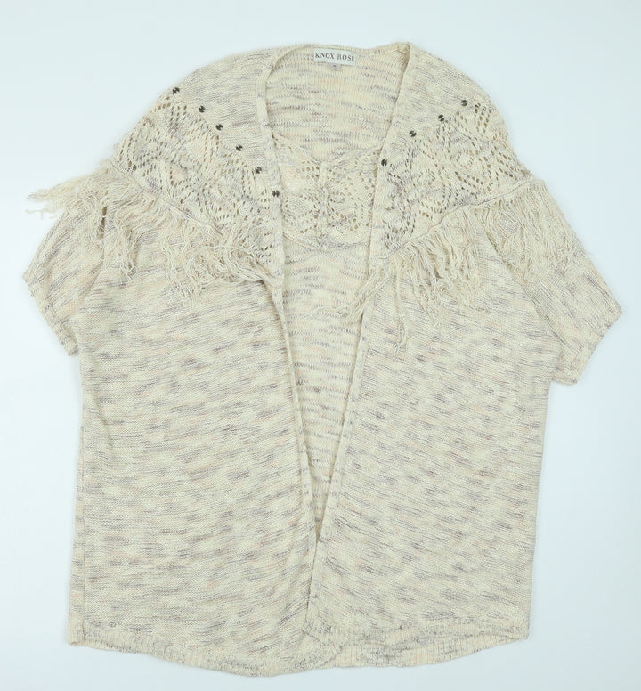 Knox Rose Womens Beige V-Neck Cotton Cardigan Jumper Size M