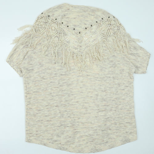 Knox Rose Womens Beige V-Neck Cotton Cardigan Jumper Size M
