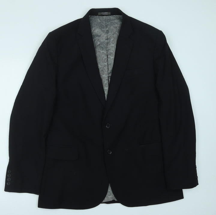 Simon Jersey Mens Black Polyester Jacket Blazer Size 42