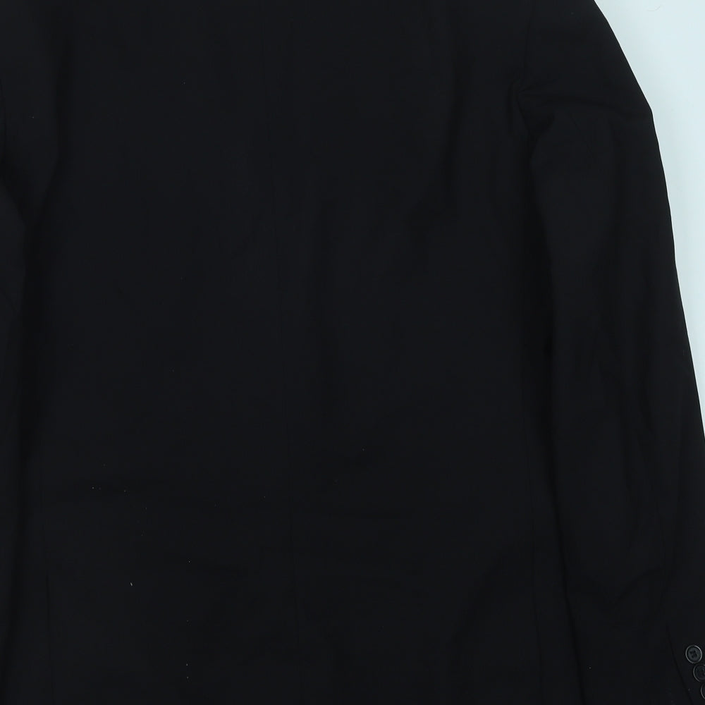 Simon Jersey Mens Black Polyester Jacket Blazer Size 42