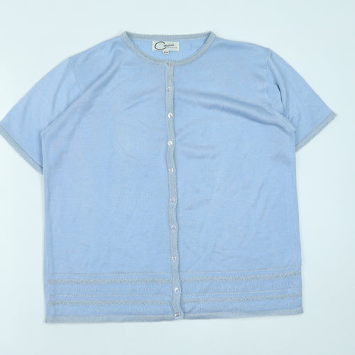 Casamia Womens Blue Round Neck Acrylic Cardigan Jumper Size S