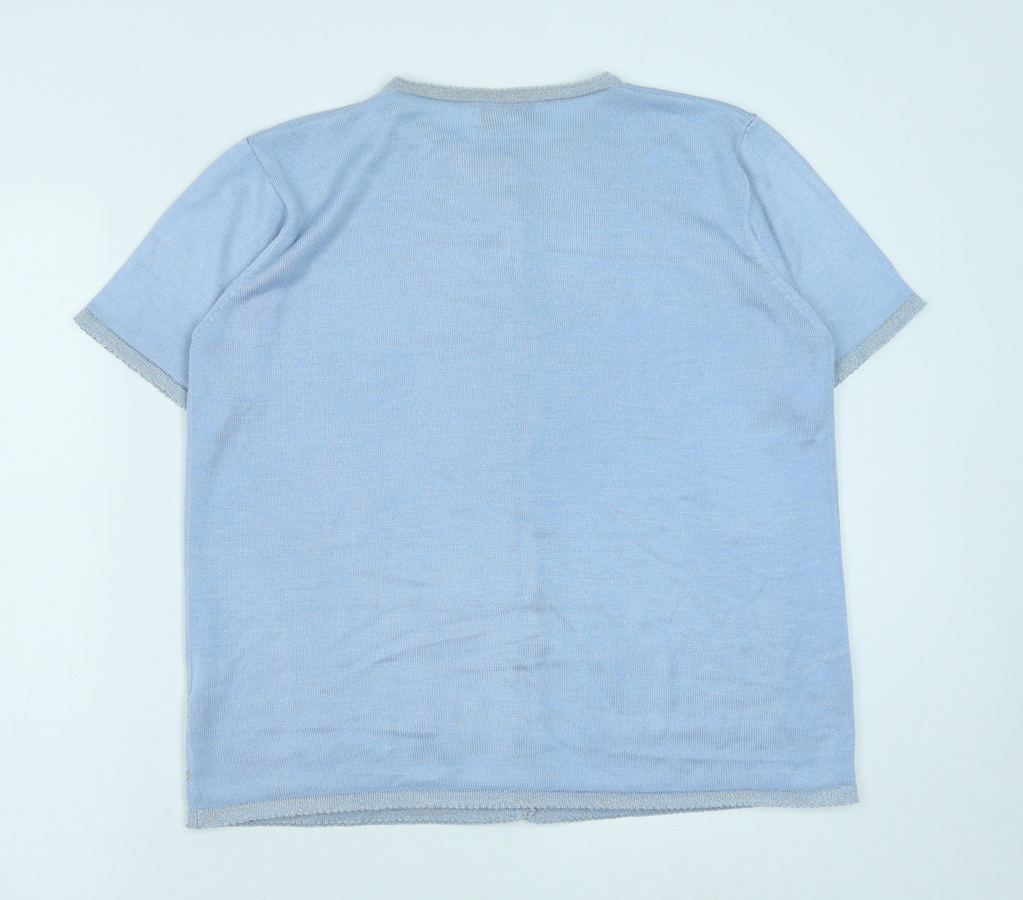 Casamia Womens Blue Round Neck Acrylic Cardigan Jumper Size S