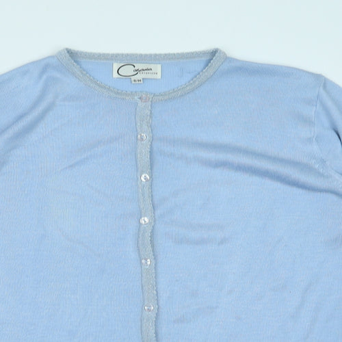 Casamia Womens Blue Round Neck Acrylic Cardigan Jumper Size S