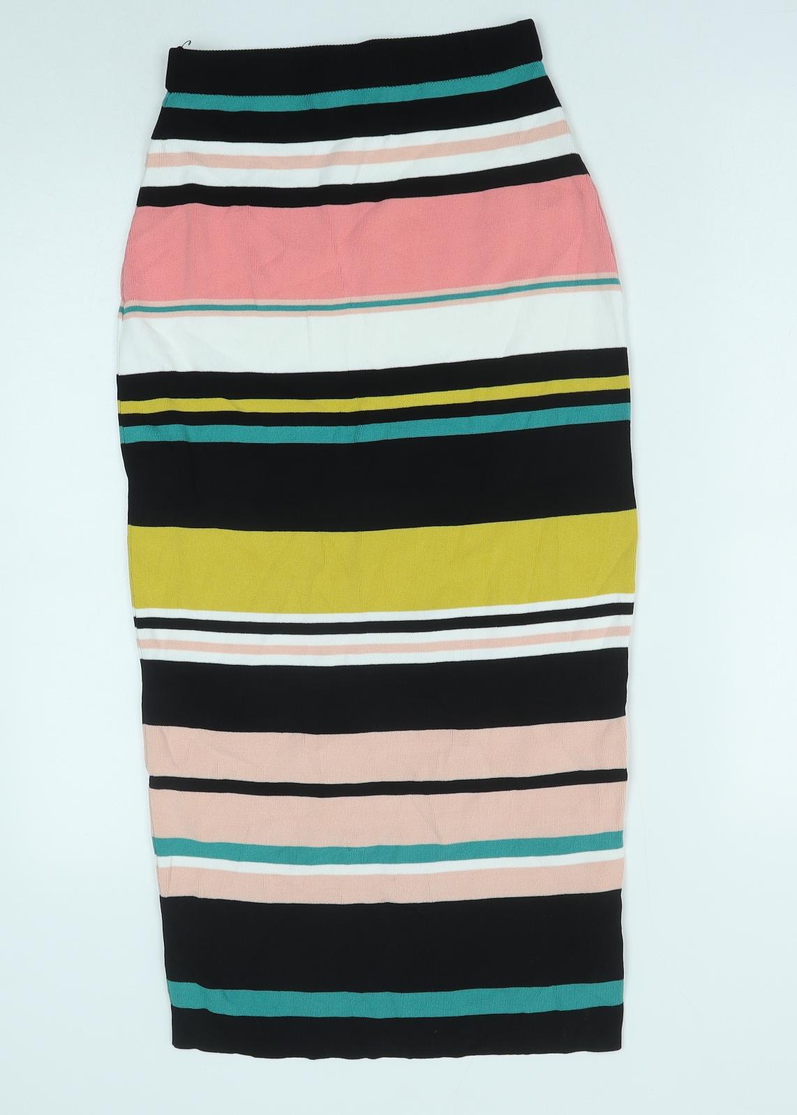 Cameo Rose Womens Multicoloured Striped Viscose Straight & Pencil Skirt Size M