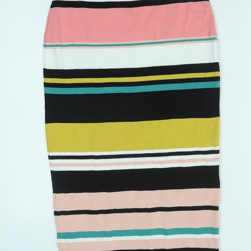 Cameo Rose Womens Multicoloured Striped Viscose Straight & Pencil Skirt Size M