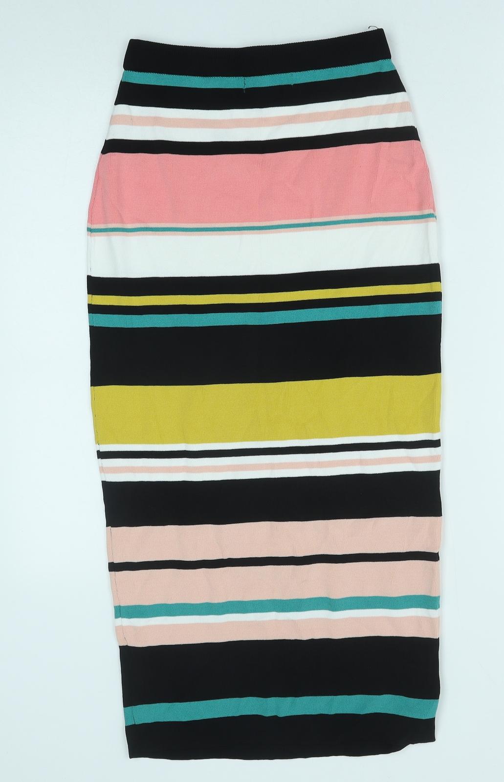 Cameo Rose Womens Multicoloured Striped Viscose Straight & Pencil Skirt Size M