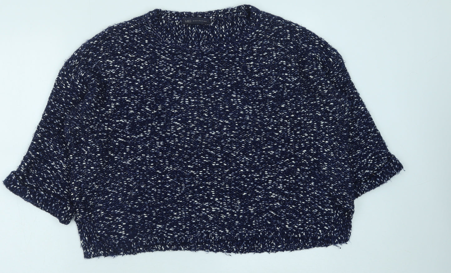 Marks and Spencer Womens Blue Round Neck Cotton Pullover Jumper Size M