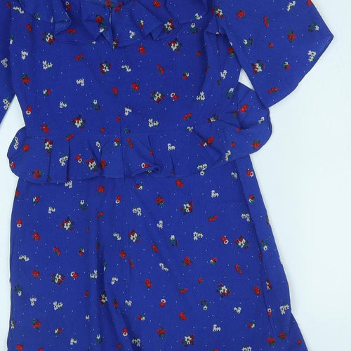 Fashion Union Womens Blue Fair Isle Polyester Mini Size 10 Scoop Neck Zip