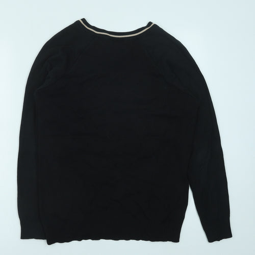 Monkhouse Mens Black V-Neck Cotton Pullover Jumper Size S