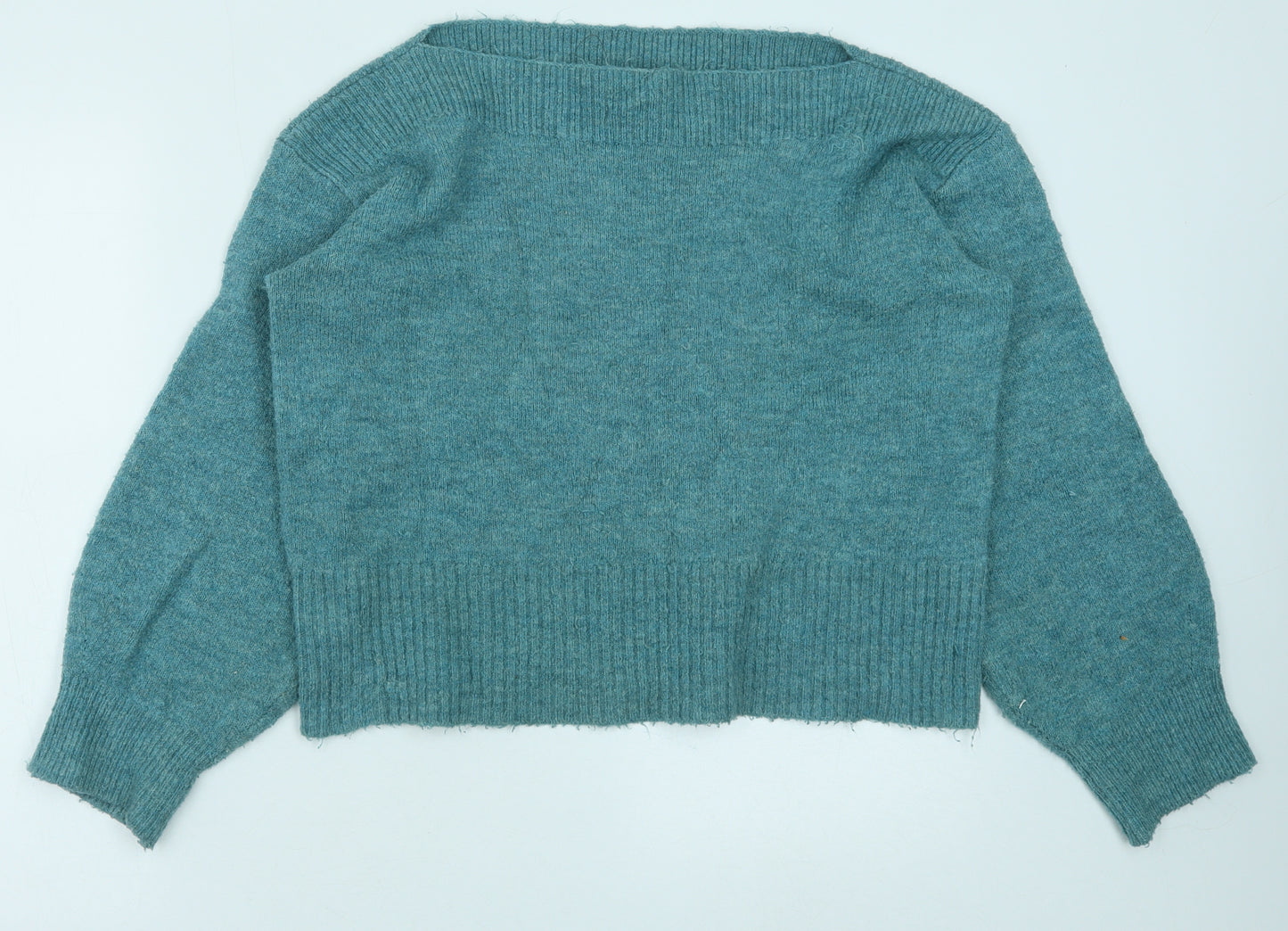 Marks and Spencer Womens Green Boat Neck Acrylic Pullover Jumper Size M