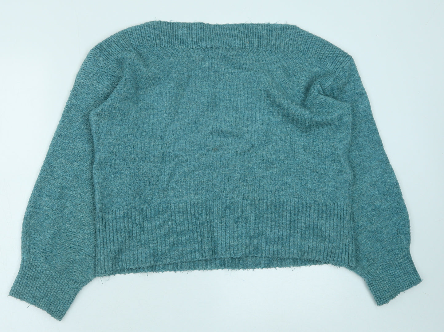 Marks and Spencer Womens Green Boat Neck Acrylic Pullover Jumper Size M
