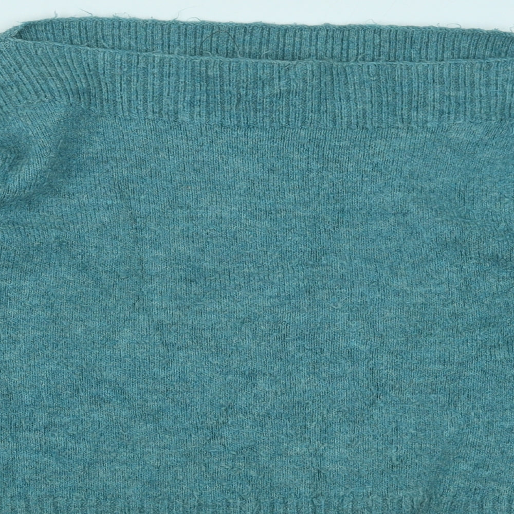 Marks and Spencer Womens Green Boat Neck Acrylic Pullover Jumper Size M