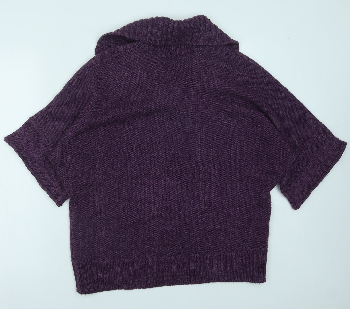 Bonmarché Womens Purple Collared Acrylic Cardigan Jumper Size M
