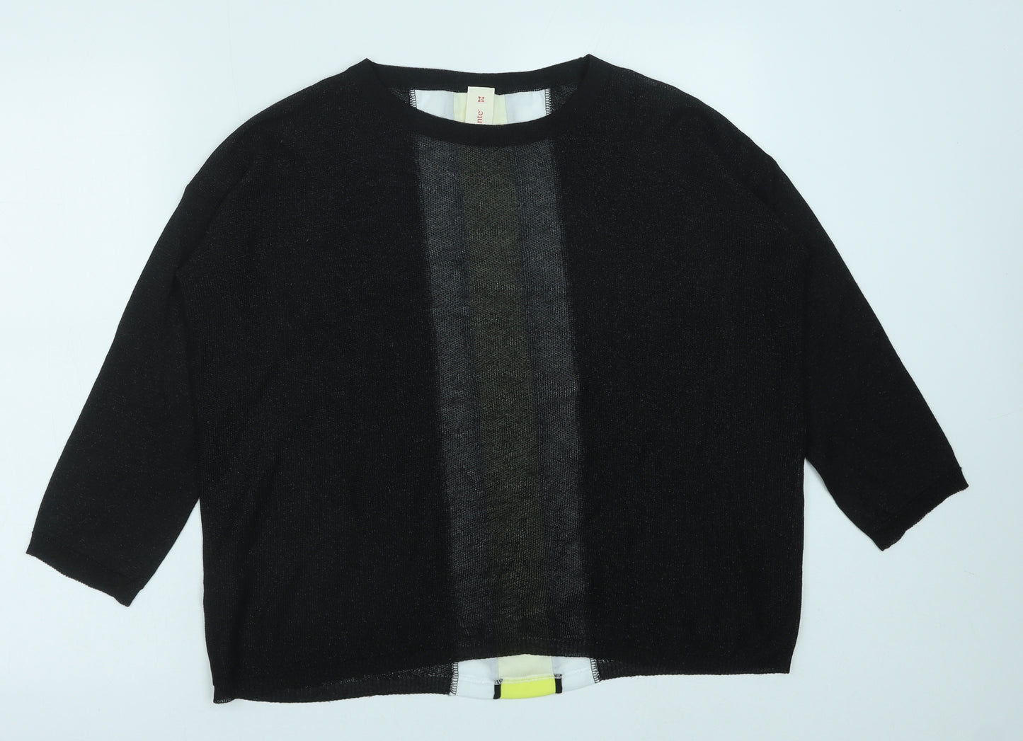 Ferrante Womens Black Round Neck Polyester Pullover Jumper Size M