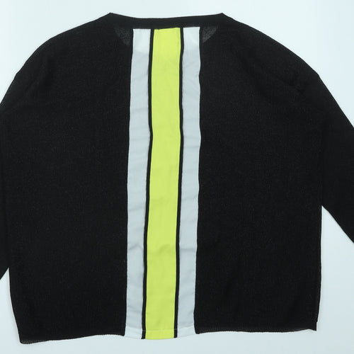 Ferrante Womens Black Round Neck Polyester Pullover Jumper Size M