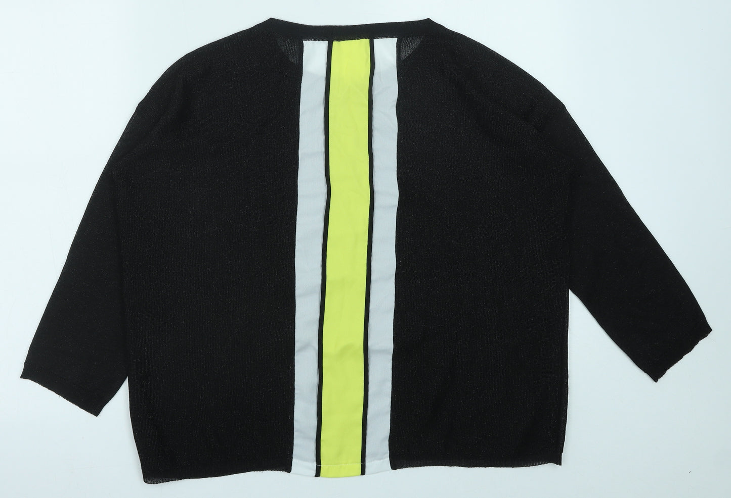 Ferrante Womens Black Round Neck Polyester Pullover Jumper Size M