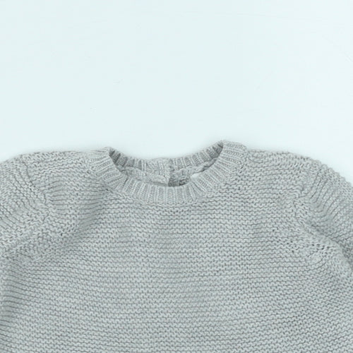 mamas & papas Baby Grey Cotton Pullover Jumper Size 3-6 Months Button