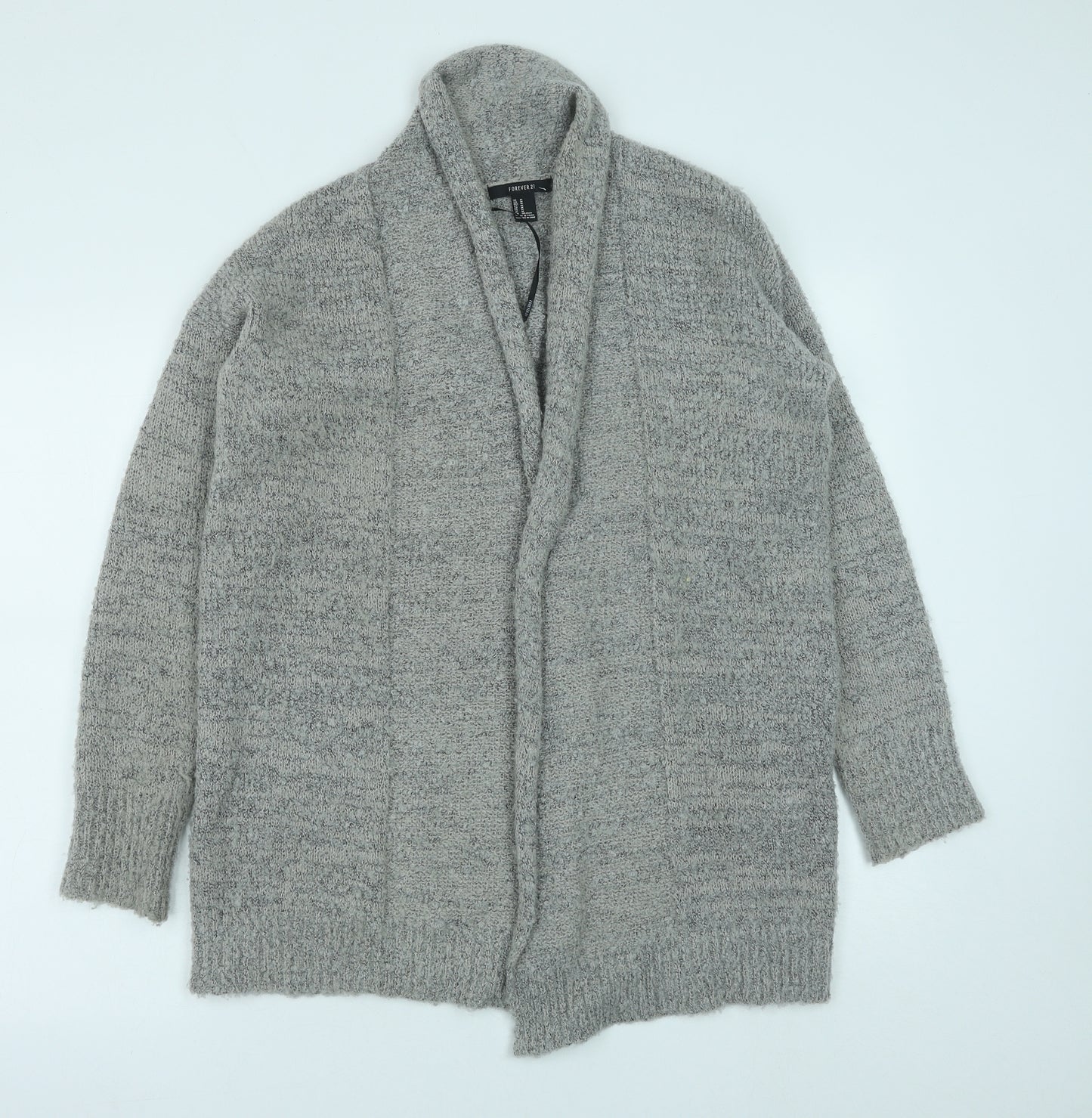 FOREVER 21 Womens Grey V-Neck Acrylic Cardigan Jumper Size M