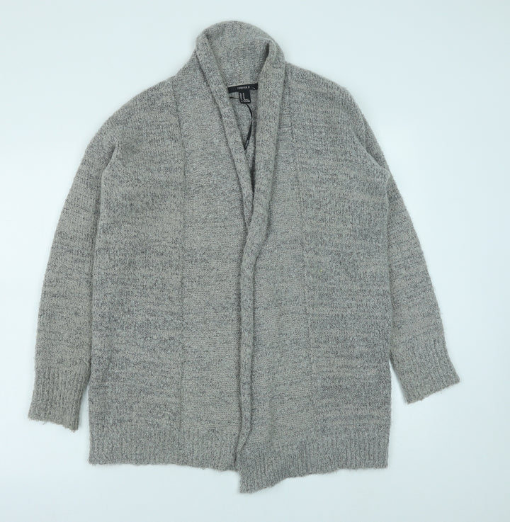FOREVER 21 Womens Grey V-Neck Acrylic Cardigan Jumper Size M