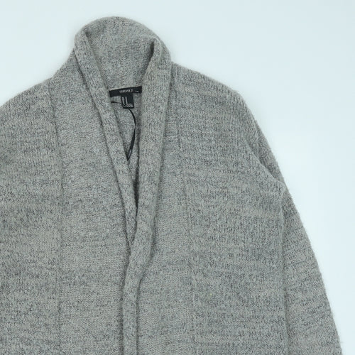 FOREVER 21 Womens Grey V-Neck Acrylic Cardigan Jumper Size M