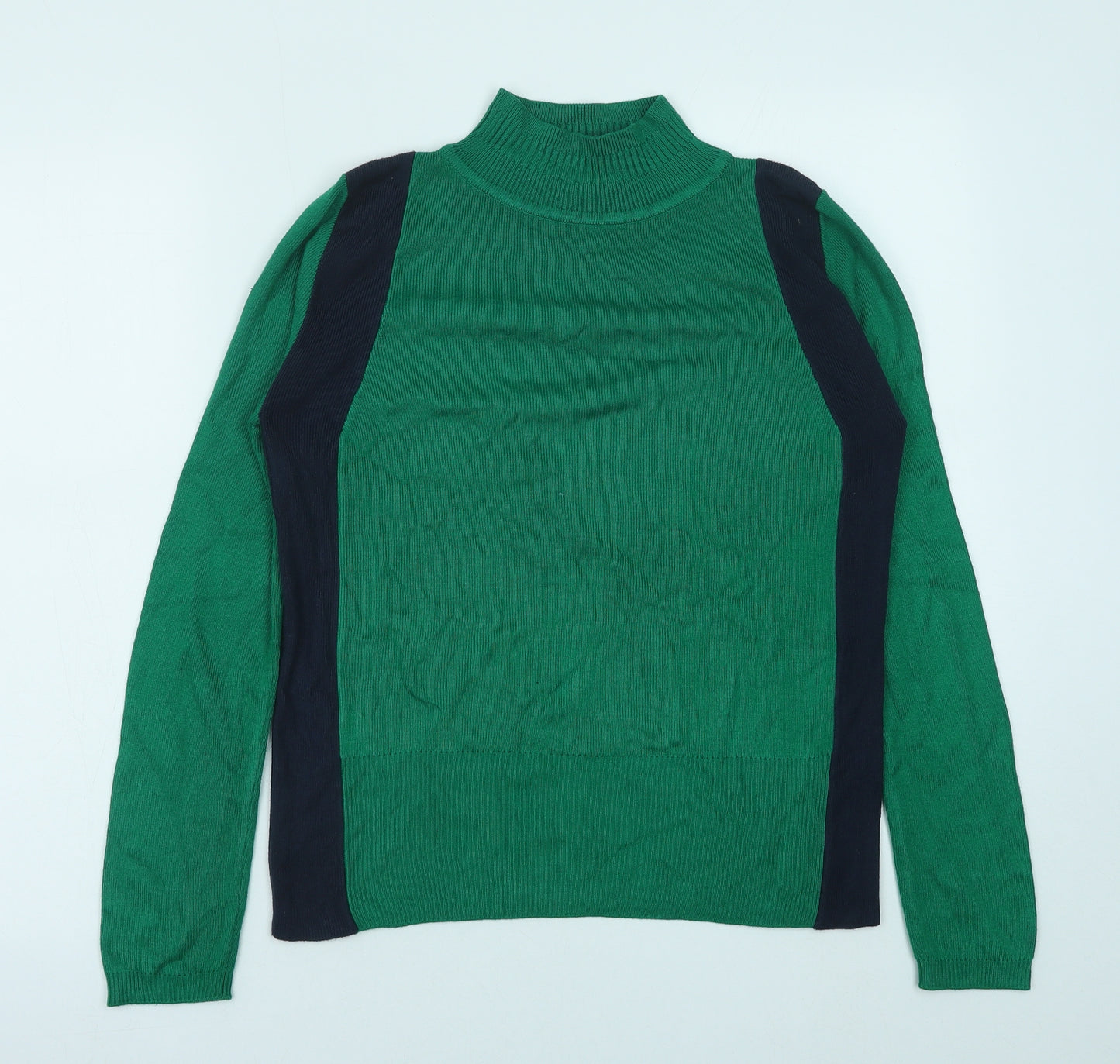 Marks and Spencer Womens Green Mock Neck Viscose Pullover Jumper Size 10