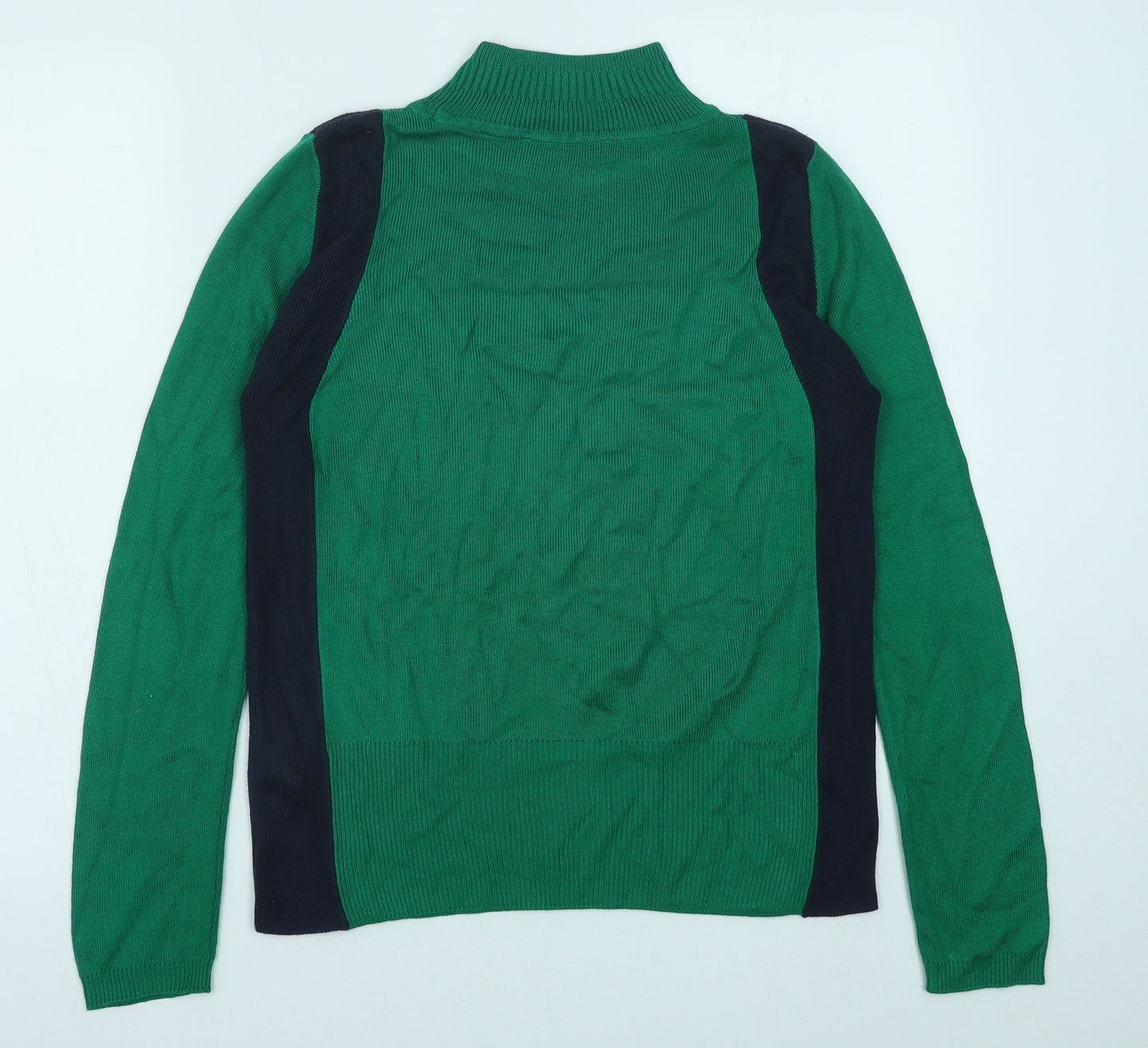 Marks and Spencer Womens Green Mock Neck Viscose Pullover Jumper Size 10