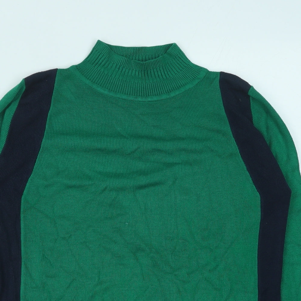 Marks and Spencer Womens Green Mock Neck Viscose Pullover Jumper Size 10
