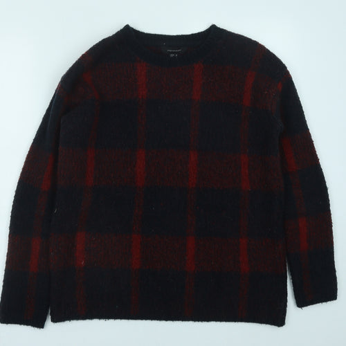 Atmosphere Womens Red Round Neck Geometric Acrylic Pullover Jumper Size 10
