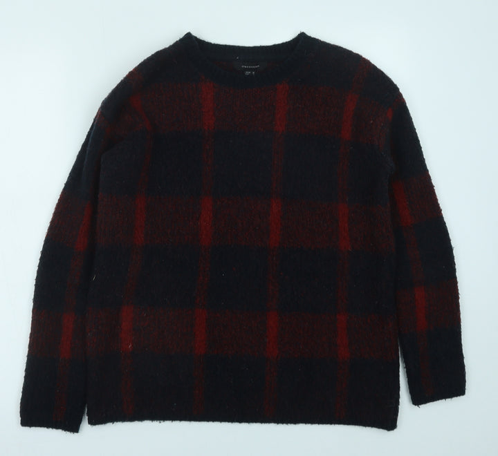Atmosphere Womens Red Round Neck Geometric Acrylic Pullover Jumper Size 10
