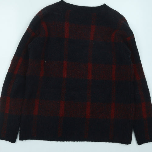 Atmosphere Womens Red Round Neck Geometric Acrylic Pullover Jumper Size 10