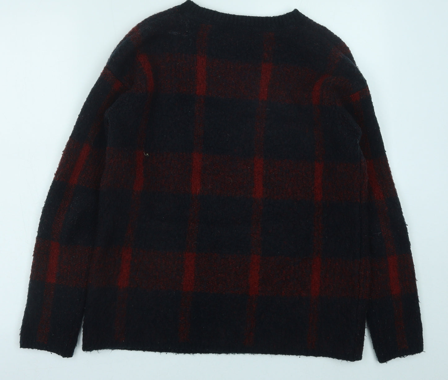 Atmosphere Womens Red Round Neck Geometric Acrylic Pullover Jumper Size 10