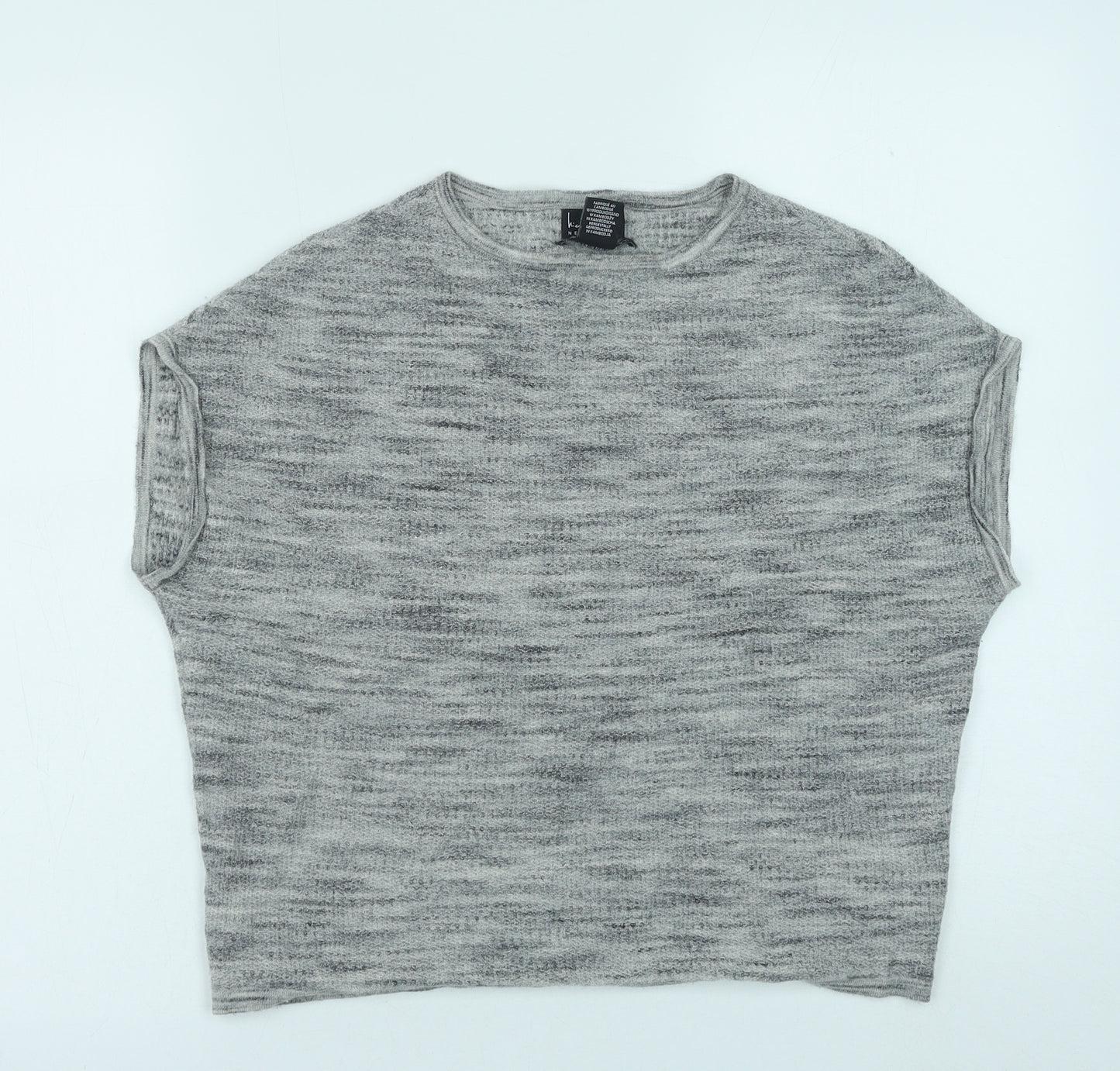 Nicole Miller Womens Grey Round Neck Wool Pullover Jumper Size M