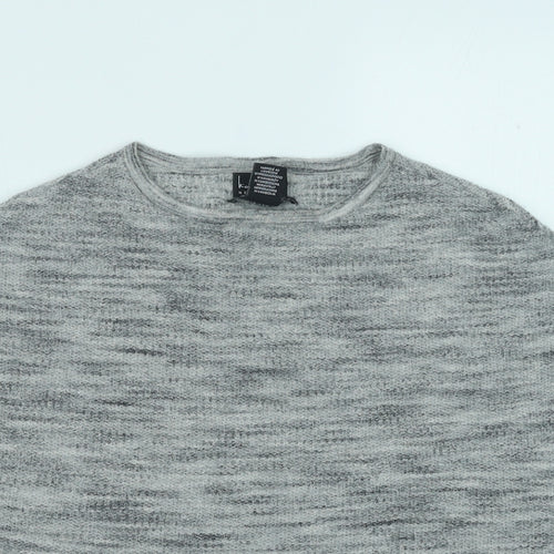 Nicole Miller Womens Grey Round Neck Wool Pullover Jumper Size M