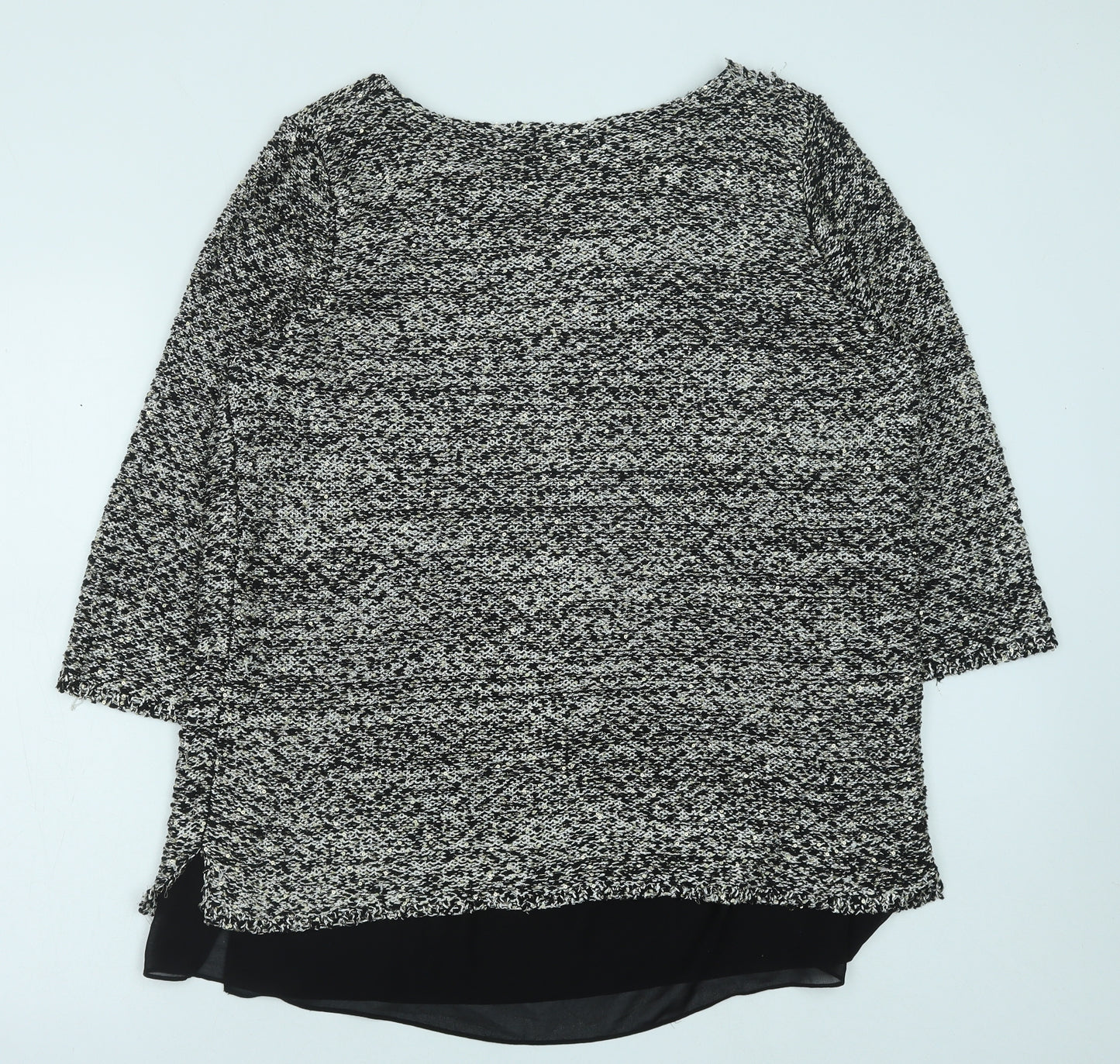 Matalan Womens Black Polyester Basic Blouse Size 20 Boat Neck - Chiffon Hem