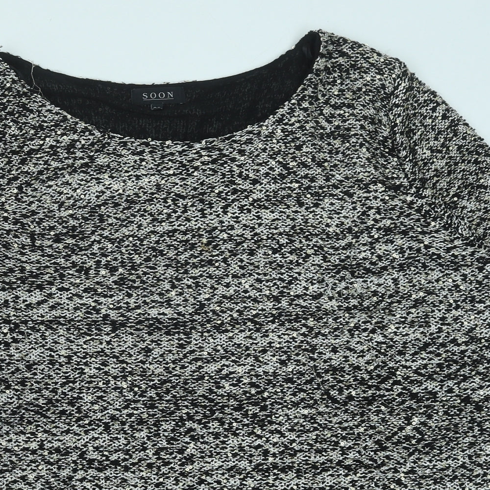 Matalan Womens Black Polyester Basic Blouse Size 20 Boat Neck - Chiffon Hem