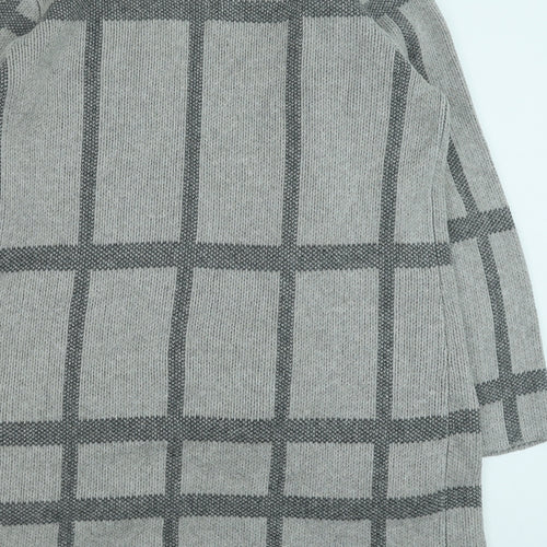Marks and Spencer Womens Grey V-Neck Geometric Cotton Cardigan Jumper Size 16