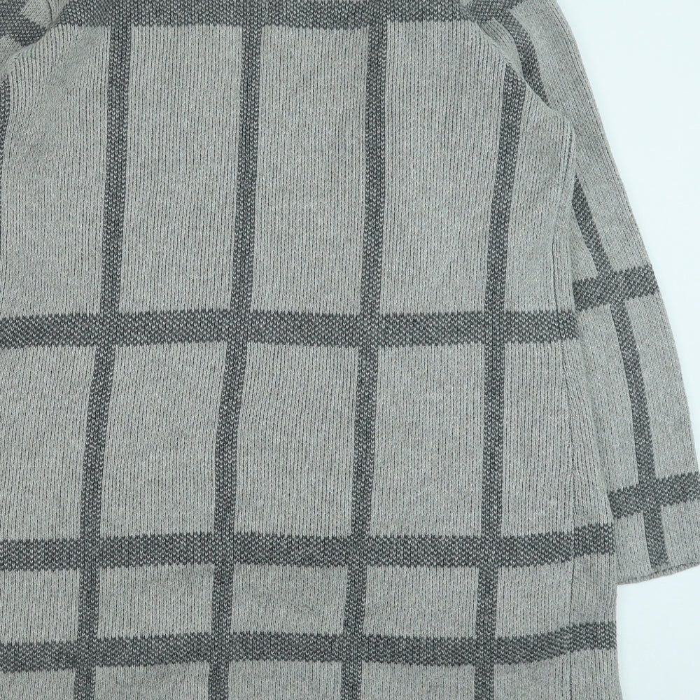 Marks and Spencer Womens Grey V-Neck Geometric Cotton Cardigan Jumper Size 16