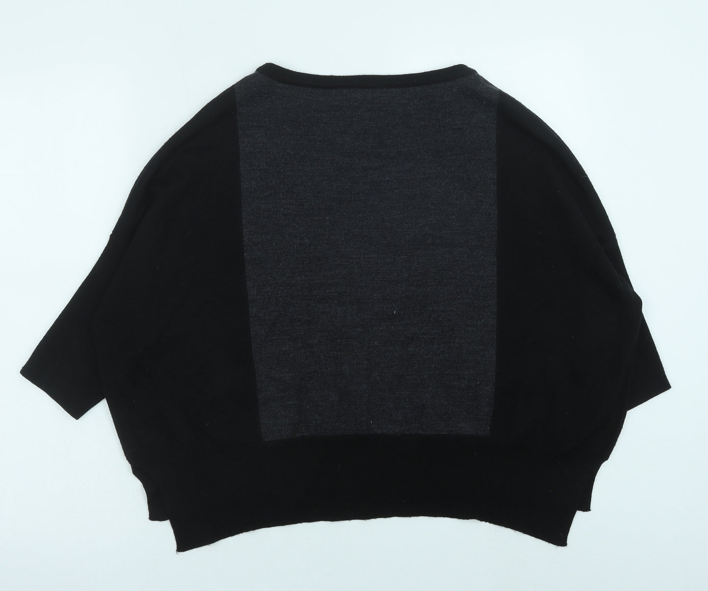 Marks and Spencer Womens Black Round Neck Acrylic Pullover Jumper Size 12 - Colour Block