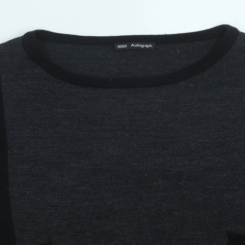 Marks and Spencer Womens Black Round Neck Acrylic Pullover Jumper Size 12 - Colour Block