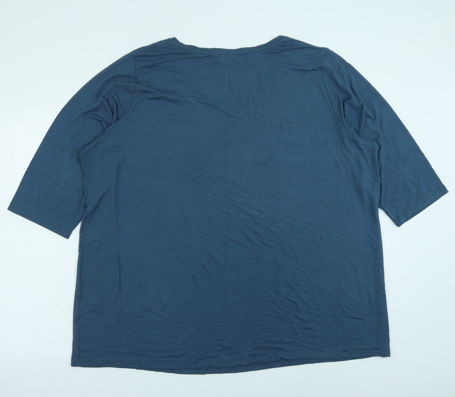 Yours Womens Blue Viscose Basic T-Shirt Size 26 V-Neck