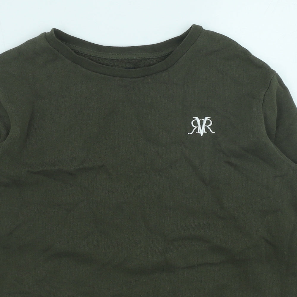 River Island Boys Green Cotton Pullover Sweatshirt Size 10-11 Years Pullover