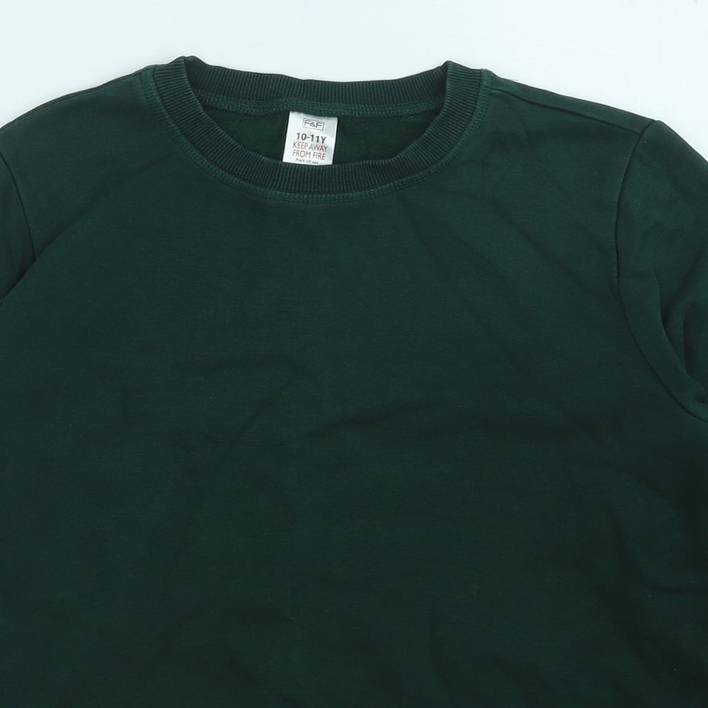 F&F Boys Green Cotton Pullover Sweatshirt Size 10-11 Years Pullover